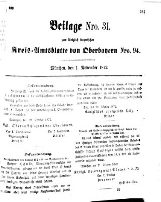 Königlich-bayerisches Kreis-Amtsblatt von Oberbayern (Münchner Intelligenzblatt) Freitag 1. November 1872