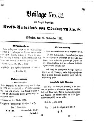 Königlich-bayerisches Kreis-Amtsblatt von Oberbayern (Münchner Intelligenzblatt) Freitag 15. November 1872