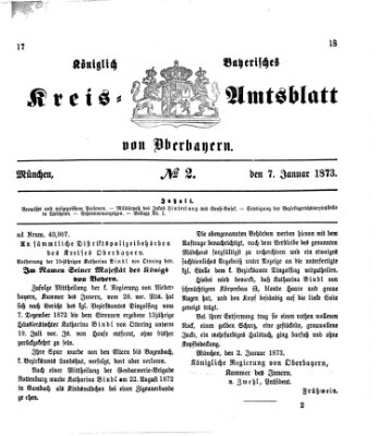 Königlich-bayerisches Kreis-Amtsblatt von Oberbayern (Münchner Intelligenzblatt) Dienstag 7. Januar 1873