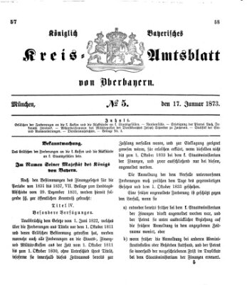 Königlich-bayerisches Kreis-Amtsblatt von Oberbayern (Münchner Intelligenzblatt) Freitag 17. Januar 1873