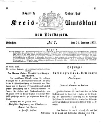 Königlich-bayerisches Kreis-Amtsblatt von Oberbayern (Münchner Intelligenzblatt) Freitag 24. Januar 1873