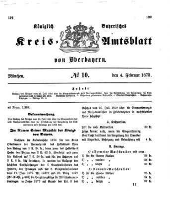 Königlich-bayerisches Kreis-Amtsblatt von Oberbayern (Münchner Intelligenzblatt) Dienstag 4. Februar 1873