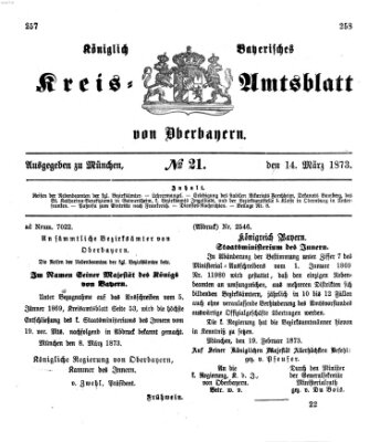 Königlich-bayerisches Kreis-Amtsblatt von Oberbayern (Münchner Intelligenzblatt) Freitag 14. März 1873