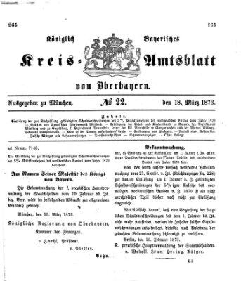 Königlich-bayerisches Kreis-Amtsblatt von Oberbayern (Münchner Intelligenzblatt) Dienstag 18. März 1873