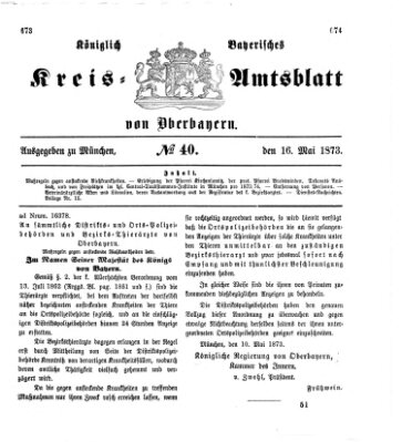 Königlich-bayerisches Kreis-Amtsblatt von Oberbayern (Münchner Intelligenzblatt) Freitag 16. Mai 1873