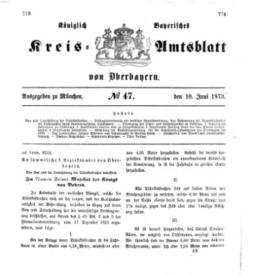 Königlich-bayerisches Kreis-Amtsblatt von Oberbayern (Münchner Intelligenzblatt) Dienstag 10. Juni 1873