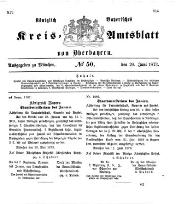 Königlich-bayerisches Kreis-Amtsblatt von Oberbayern (Münchner Intelligenzblatt) Freitag 20. Juni 1873