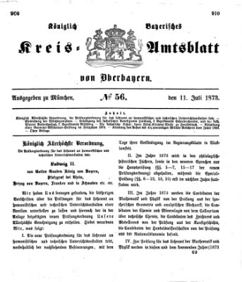 Königlich-bayerisches Kreis-Amtsblatt von Oberbayern (Münchner Intelligenzblatt) Freitag 11. Juli 1873