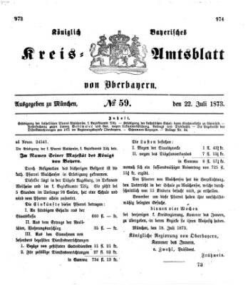 Königlich-bayerisches Kreis-Amtsblatt von Oberbayern (Münchner Intelligenzblatt) Dienstag 22. Juli 1873