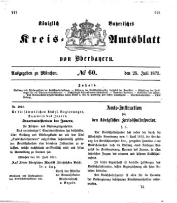 Königlich-bayerisches Kreis-Amtsblatt von Oberbayern (Münchner Intelligenzblatt) Freitag 25. Juli 1873