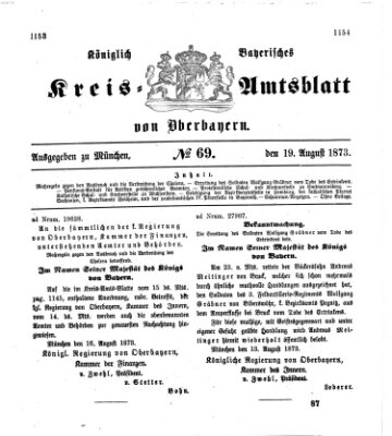 Königlich-bayerisches Kreis-Amtsblatt von Oberbayern (Münchner Intelligenzblatt) Dienstag 19. August 1873