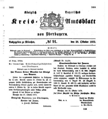 Königlich-bayerisches Kreis-Amtsblatt von Oberbayern (Münchner Intelligenzblatt) Dienstag 28. Oktober 1873