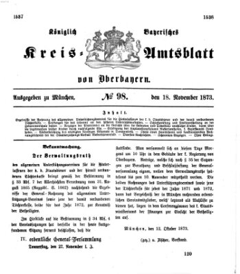 Königlich-bayerisches Kreis-Amtsblatt von Oberbayern (Münchner Intelligenzblatt) Dienstag 18. November 1873