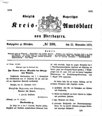 Königlich-bayerisches Kreis-Amtsblatt von Oberbayern (Münchner Intelligenzblatt) Dienstag 25. November 1873