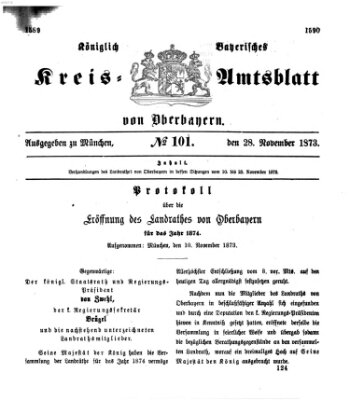 Königlich-bayerisches Kreis-Amtsblatt von Oberbayern (Münchner Intelligenzblatt) Freitag 28. November 1873