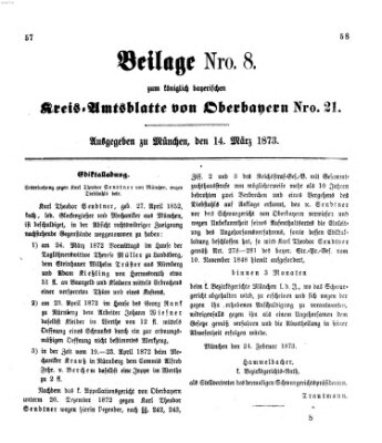 Königlich-bayerisches Kreis-Amtsblatt von Oberbayern (Münchner Intelligenzblatt) Freitag 14. März 1873