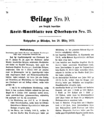 Königlich-bayerisches Kreis-Amtsblatt von Oberbayern (Münchner Intelligenzblatt) Freitag 28. März 1873