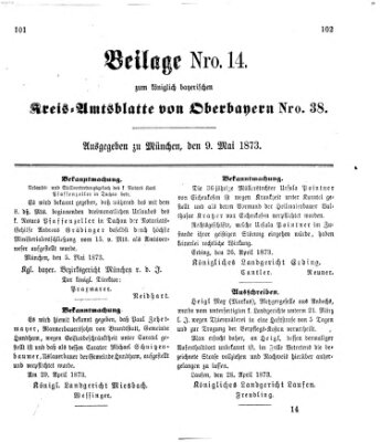 Königlich-bayerisches Kreis-Amtsblatt von Oberbayern (Münchner Intelligenzblatt) Freitag 9. Mai 1873