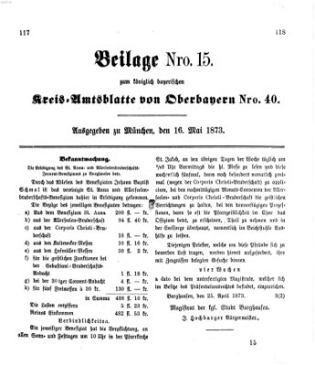 Königlich-bayerisches Kreis-Amtsblatt von Oberbayern (Münchner Intelligenzblatt) Freitag 16. Mai 1873