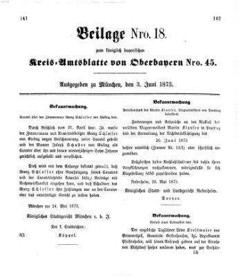 Königlich-bayerisches Kreis-Amtsblatt von Oberbayern (Münchner Intelligenzblatt) Dienstag 3. Juni 1873