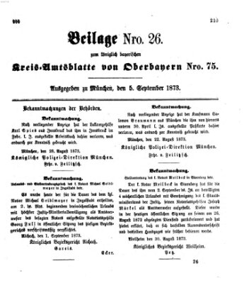 Königlich-bayerisches Kreis-Amtsblatt von Oberbayern (Münchner Intelligenzblatt) Freitag 5. September 1873