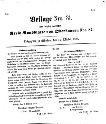 Königlich-bayerisches Kreis-Amtsblatt von Oberbayern (Münchner Intelligenzblatt) Dienstag 14. Oktober 1873