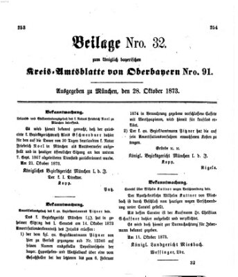 Königlich-bayerisches Kreis-Amtsblatt von Oberbayern (Münchner Intelligenzblatt) Dienstag 28. Oktober 1873