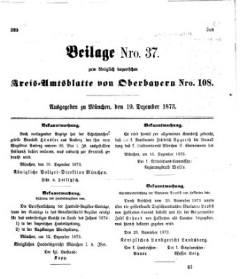 Königlich-bayerisches Kreis-Amtsblatt von Oberbayern (Münchner Intelligenzblatt) Freitag 19. Dezember 1873