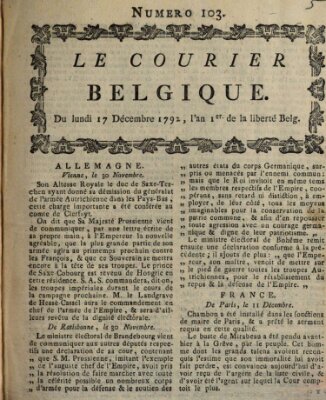 Le courier Belgique Montag 17. Dezember 1792