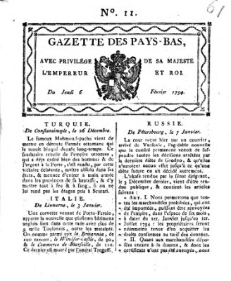 Gazette des Pays-Bas Donnerstag 6. Februar 1794