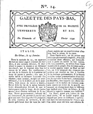 Gazette des Pays-Bas Sonntag 16. Februar 1794