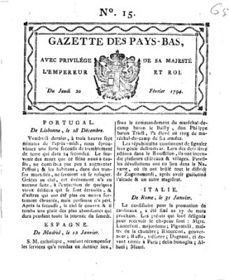 Gazette des Pays-Bas Donnerstag 20. Februar 1794