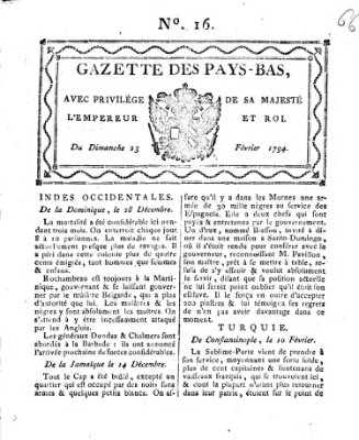 Gazette des Pays-Bas Sonntag 23. Februar 1794