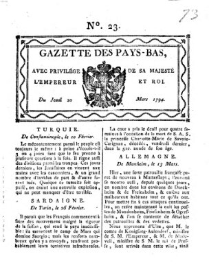 Gazette des Pays-Bas Donnerstag 20. März 1794