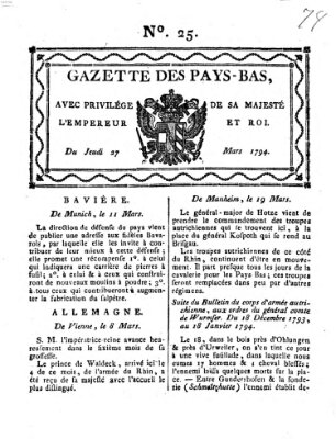 Gazette des Pays-Bas Donnerstag 27. März 1794