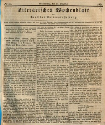 Literarisches Wochenblatt der deutschen National-Zeitung Sonntag 21. Dezember 1834