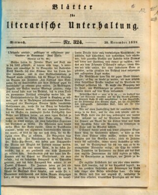 Blätter für literarische Unterhaltung Mittwoch 20. November 1839