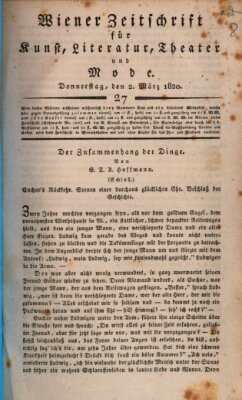 Wiener Zeitschrift für Kunst, Literatur, Theater und Mode Donnerstag 2. März 1820