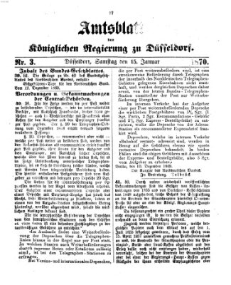 Amtsblatt für den Regierungsbezirk Düsseldorf Samstag 15. Januar 1870