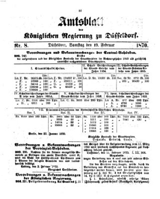 Amtsblatt für den Regierungsbezirk Düsseldorf Samstag 19. Februar 1870