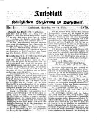 Amtsblatt für den Regierungsbezirk Düsseldorf Samstag 12. März 1870