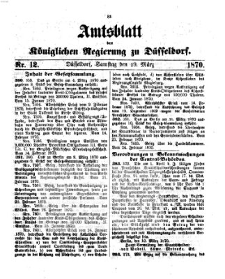 Amtsblatt für den Regierungsbezirk Düsseldorf Samstag 19. März 1870