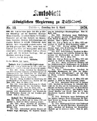 Amtsblatt für den Regierungsbezirk Düsseldorf Samstag 2. April 1870