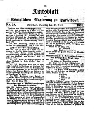 Amtsblatt für den Regierungsbezirk Düsseldorf Samstag 30. April 1870