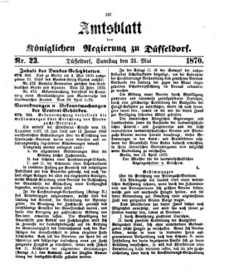 Amtsblatt für den Regierungsbezirk Düsseldorf Samstag 21. Mai 1870