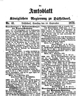 Amtsblatt für den Regierungsbezirk Düsseldorf Samstag 10. September 1870