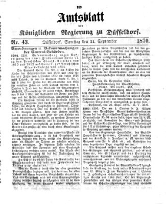 Amtsblatt für den Regierungsbezirk Düsseldorf Samstag 24. September 1870