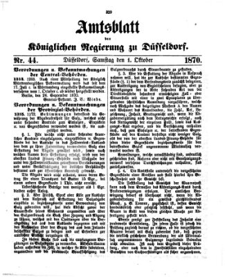 Amtsblatt für den Regierungsbezirk Düsseldorf Samstag 1. Oktober 1870