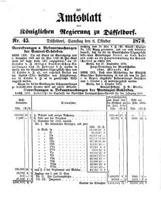 Amtsblatt für den Regierungsbezirk Düsseldorf Samstag 8. Oktober 1870