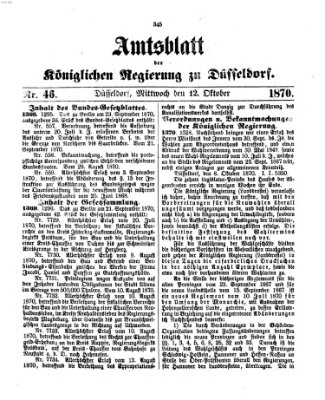 Amtsblatt für den Regierungsbezirk Düsseldorf Mittwoch 12. Oktober 1870